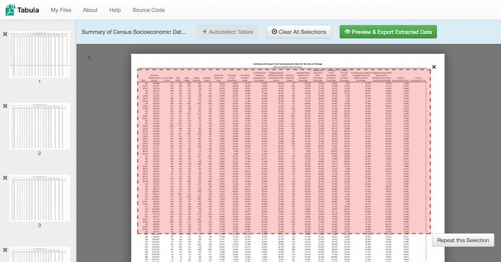 Using Tabula to extract tables from PDF documents