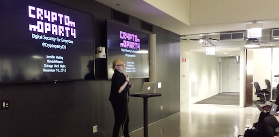 Jen Helsby from Cryptoparty at the Chi Hack Night