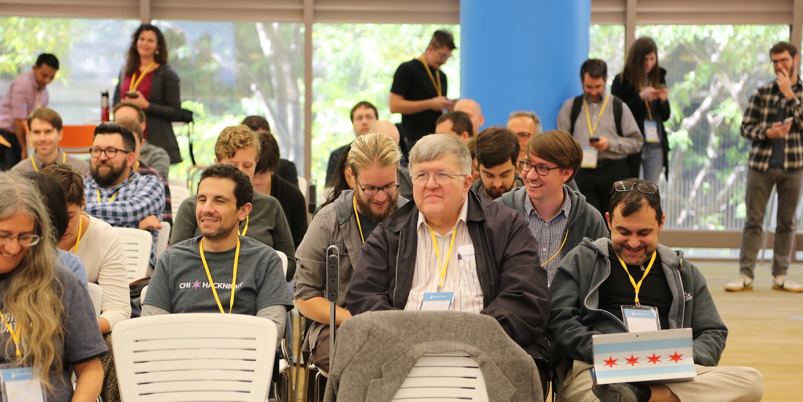 Chi Hack Night-ers Josh Kalov, Eric Sherman, Derek Eder and Adam Hecktman at Transparency Camp 2016