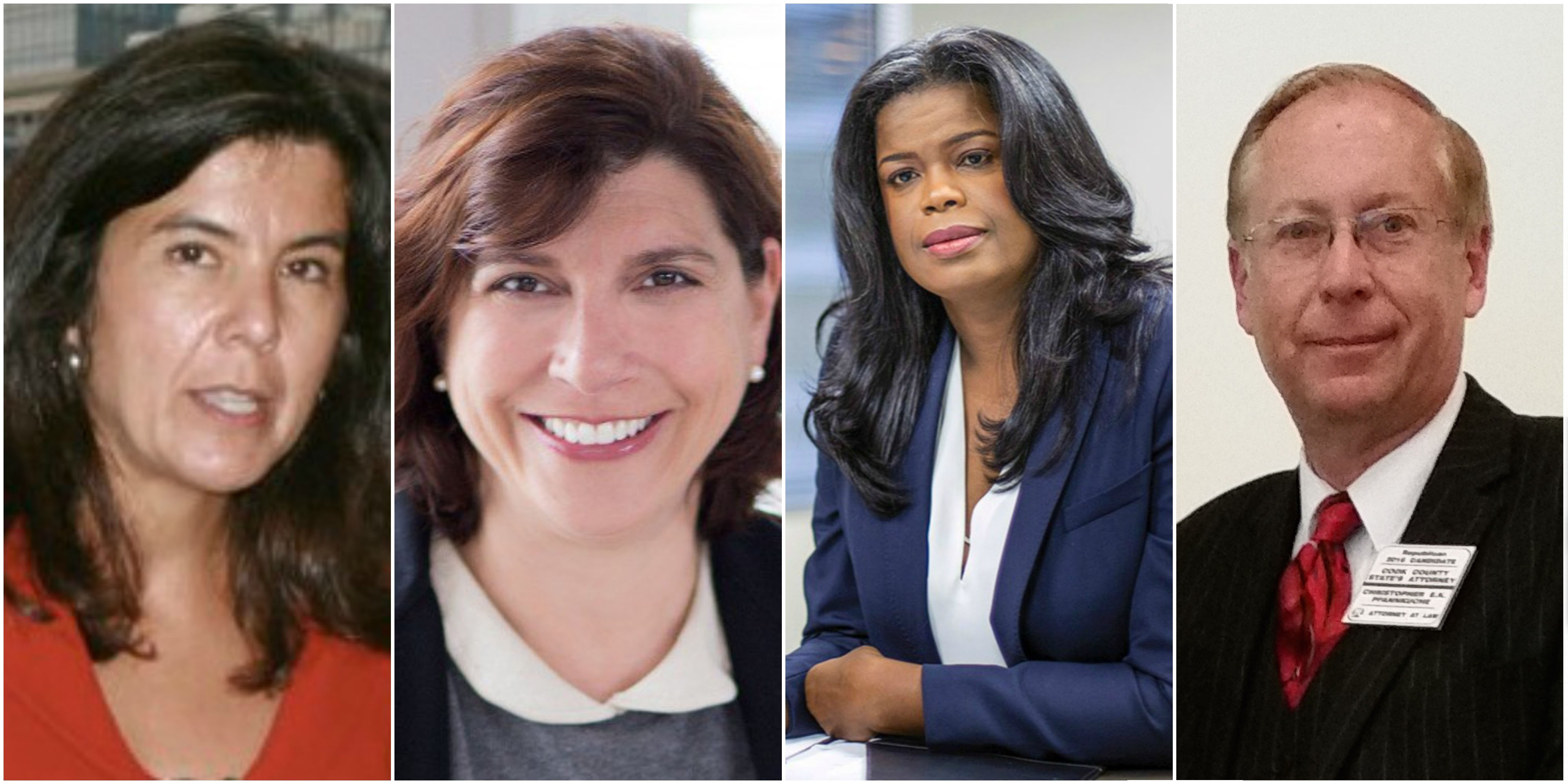 Candidates for Cook County State's Attorney: Anita Alvarez (D), Donna More (D), Kim Foxx (D) and Christopher E. K. Pfannkuche (R)