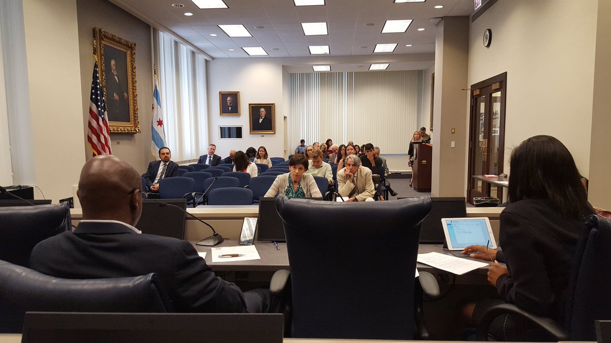 Claire Micklin testifies in Health Committee in support of a stronger Chicago Recycling Ordinance on July 15, 2016 (Photo by Ald Carlos Ramirez-Rosa)