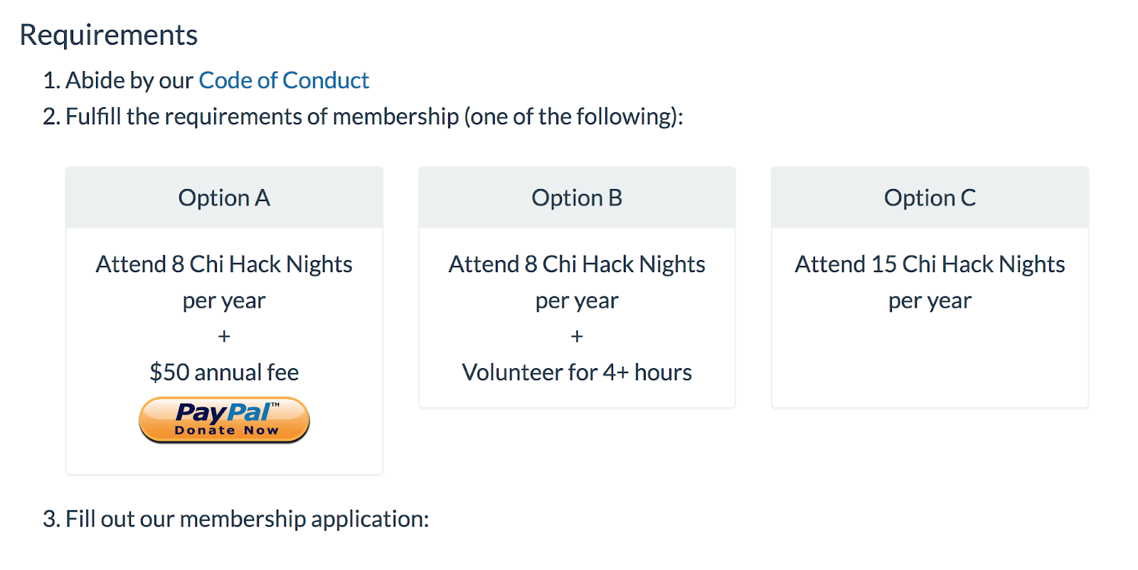 Chi Hack Night Membership Requirements