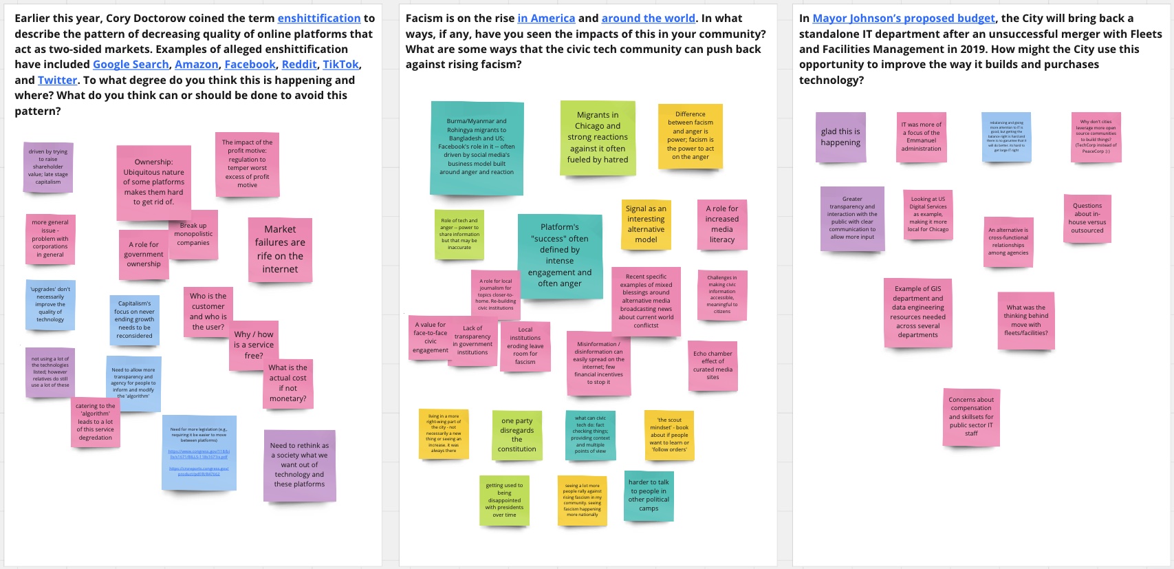 2023 Chi Hack Night Community Feedback Miro board